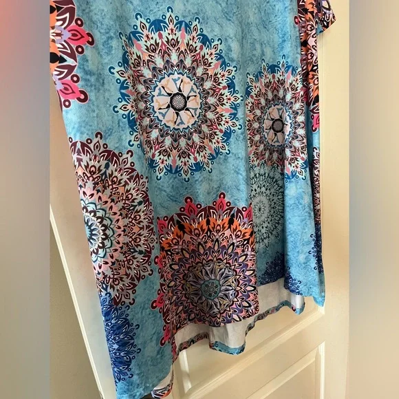 New! Blue Time Brand Summer Cold Shoulder Short Sleeve Dress Sz 3X - Picture 6 of 16